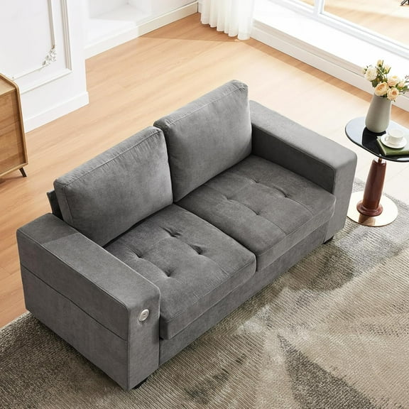 Garvee 70" Oversized Cloud Couch, 93 Pounds Mid Century Chenille Sofa, No Assembly Required & Deep Seat,with USB Charging Ports & Side Pockets and Wood Frame, Perfect Apartments, Office