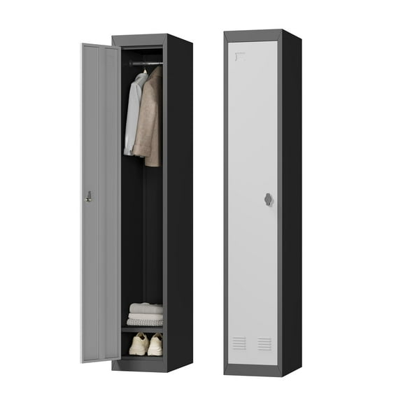 Garvee 72" Metal Storage Lockers with Keys and Door, Heavy Duty Storage Cabinet for School, Gym, Home, Office, Mudroom, Black/Gray