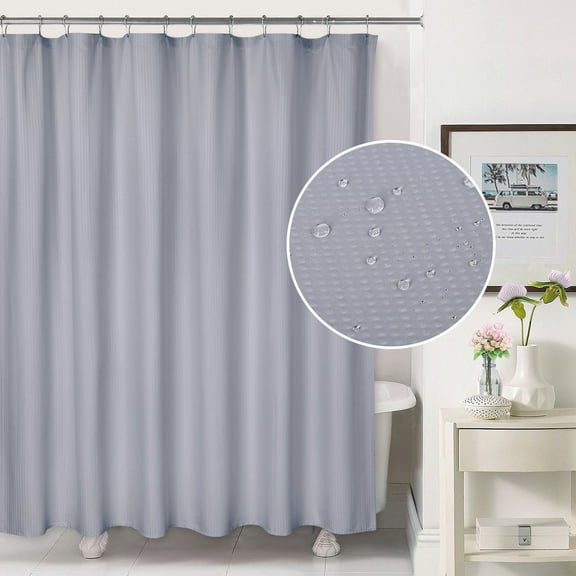Garvee 72" x 72" Gray Shower Curtain Modern Solid Decorative Embossed Pattern Fabric Shower Curtain Water Repellent for Bathroom, 1 Set