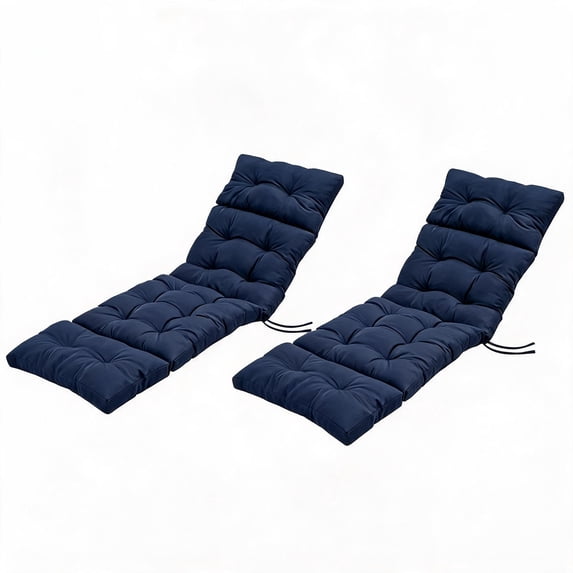 Garvee 74.8"x22.8"x4.7" Chaise Lounge Cushion Set of 2, Water-Resistant for Patio Furniture, Blue