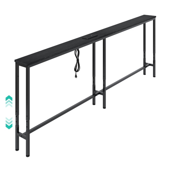 Garvee 78" Narrow Console Table with Power Outlet, Behind Couch Table for Living Room, Entryway, Black