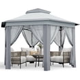 thumbnail image 1 of Garvee 79.5" Pop up Gazebo, Adjustable Height with Mosquito Net, Double-Layer, Gray, 1 of 11
