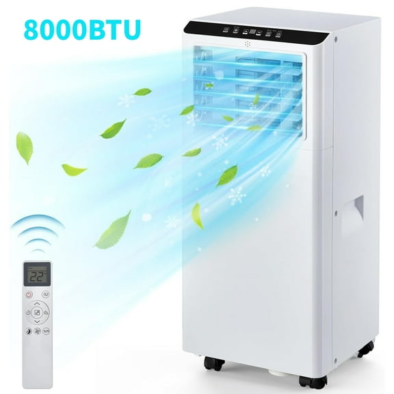 Garvee 8,000BTU Portable Air Conditioner, AC with Dehumidifier and Cooling, for Room Up to 350 Sq.ft,24Hour Timer, Sleep Mode, Remote Control, White