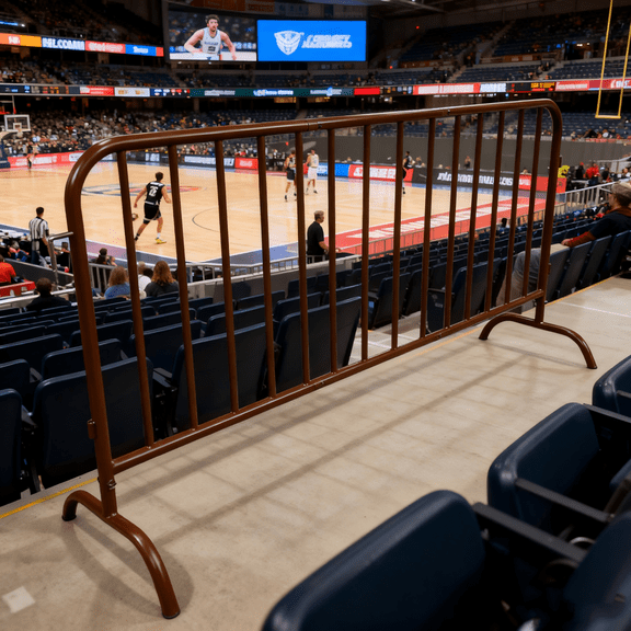 Garvee 8.5 ft Interlocking Steel Barricade, Powder-Coated Rust-Proof Crowd Control Fence w/ Removable Bridge Feet, Brown