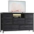 thumbnail image 1 of Garvee 8-Drawer Chest of Drawers with LED Lighting, Multifunctional TV Cabinet with Charging Station, Metal Frame & Fabric Drawers, Ideal for Bedroom & Living Room Storage, black willow, 1 of 8