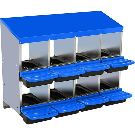 Garvee 8-Hole Chicken Nesting Box with Roll Away Egg Tray, Large Hole Metal Chicken Nesting Boxes, Dual Mounting, Easy Egg Laying