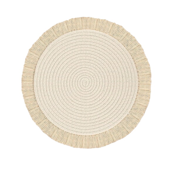 Garvee 8 Pack Boho Round Cotton Placemats with Tassels, 13 Inch Farmhouse Woven Table Mats, Rustic Natural Dining Table Decor for Kitchen, Wedding, Party & Indoor Outdoor Use