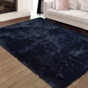 Garvee 8' x 10' Fluffy Area Rug Extra Large Shag Rug for Living Room Bedroom Shaggy Rug Furry Floor Rugs Carpets, Dark N