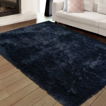 Garvee 8' x 10' Fluffy Area Rug Extra Large Shag Rug for Living Room Bedroom Play Room Shaggy Rug Furry Floor Rugs Carpets, Dark Navy Blue