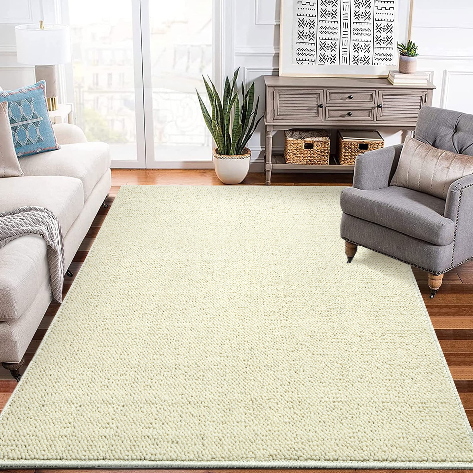 Garvee 8' x 10' Wool Area Rug Wool Area Rug Solid Natural NonShedding