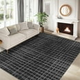 thumbnail image 1 of Garvee 8'x10' Solid Area Rug Washable Large Rug, Modern Abstract Printed Carpet Anti-Slip Backing Contemporary Stripes Rugs for Living Room Bedroom Home Office, Black, 1 of 8