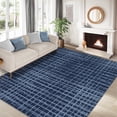 thumbnail image 1 of Garvee 8'x10' Solid Area Rug Washable Large Rug, Modern Abstract Printed Carpet Anti-Slip Backing Contemporary Stripes Rugs for Living Room Bedroom Home Office, Blue, 1 of 8