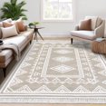 thumbnail image 1 of Garvee 8'x10' Area Rug with Tassel Boho Geometric Bordered Rug Carpet Non-Slip Low Pile Soft Foldable Carpet Home Decor, Taupe, 1 of 7