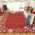 thumbnail image 1 of Garvee 8'x10' Christmas Area Rug Scalloped Carpet, Washable Rug Non-Slip Soft Rugs Low Pile Foldable Xmas Decorative Floor Mats for Living Room Bedroom Home Decor, Red, 1 of 7