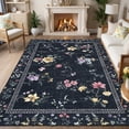 thumbnail image 1 of Garvee 8'x10' Floral Area Rug Modern Print Bordered Carpet, Washable Rug Non Slip Indoor Floor Mat for Living Room Bedroom Dining Room, Black, 1 of 6