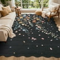 thumbnail image 1 of Garvee 8'x10' Floral Area Rugs Botanical Scalloped Rug, Non Slip Washable Rug Soft Butterfly Rug Low Pile Carpet for Living Room Bedroom Dining Room, Black, 1 of 8