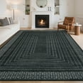 thumbnail image 1 of Garvee 8'x10' Geometric Bordered Area Rug Contemporary Indoor Carpet, Washable Rug Non Slip Low Pile Rug for Living Room Bedroom Dining Room, Black, 1 of 8