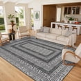thumbnail image 1 of Garvee 8'x10' Modern Bordered Area Rug Geometric Braided Printed Carpet, Washable Non Slip Rug Soft Low Pile Indoor Mats for Living Room Bedroom Home Office, Black Gray, 1 of 9