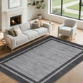 thumbnail image 1 of Garvee 8'x10' Modern Bordered Area Rug Solid Rugs, Washable Rugs Neutral Minimalist Carpet with Non Slip Backing Soft Thin Low Pile Rugs for Living Room Bedroom Home Decor, Gray, 1 of 9