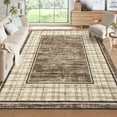 thumbnail image 1 of Garvee 8'x10' Modern Geometric Area Rug Plaid Bordered Rugs, Washable Rugs Non Slip Stain Resistant Indoor Carpet Foldable Floor Mats for Living Room Bedroom Dining Room, Camel, 1 of 8