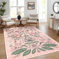 thumbnail image 1 of Garvee 8'x10' Modern Retro Floral Area Rug Washable Printed Carpet, Non Slip Low Pile Indoor Rug for Living Room Bedroom Dining Room, Pink, 1 of 10