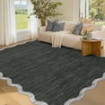 thumbnail image 1 of Garvee 8'x10' Modern Scalloped Rug Washable Rug with Non Slip Backing, Neutral Farmhouse Soft Low Pile Carpet for Living Room Bedroom Home Office, Dark Gray, 1 of 8