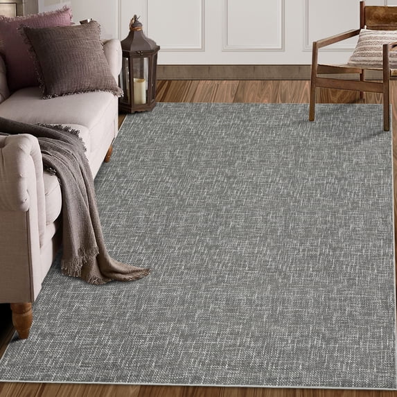 Garvee 8'x10' Modern Solid Area Rug Stain-Resistant Non Shedding Rug Soft Foldable Accent Rugs Home Decor, Gray