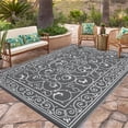 thumbnail image 1 of Garvee 8'x10' Outdoor Rug Waterproof Plastic Straw Rug, Reversible Outside Carpet UV Resistant Modern RV Mat for Backyard Garden Deck Poolside, Gray, 1 of 6