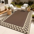 thumbnail image 1 of Garvee 8'x10' Outdoor Rug Waterproof Reversible Modern Geometric Neutral Outdoor Patio Rug, Plastic Straw Rugs Camping Carpet for Patio RV Balcony Deck Backyard, Brown, 1 of 6