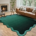 thumbnail image 1 of Garvee 8'x10' Scalloped Area Rugs Modern Abstract Washable Rug, Neutral Farmhouse Carpet Non-Slip Low Pile Indoor Rug for Living Room Bedroom Home Office, Green, 1 of 8