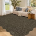thumbnail image 1 of Garvee 8'x10' Scalloped Rug Farmhouse Braided Print Carpet, Washable Rug Soft Non Slip Low Pile Rug Indoor Neutral Carpet for Living Room Bedroom Dining Room, Brown, 1 of 8