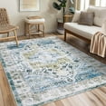 thumbnail image 1 of Garvee 8'x10' Vintage Area Rug Traditional Rug Low Pile Distressed Rug Soft Foldable Accent Rugs for Dining Room Home Office, Blue, 1 of 7