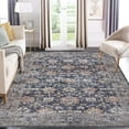 thumbnail image 1 of Garvee 8'x10' Vintage Area Rugs, Machine Washable Indoor Rug Non-Slip Carpets for Living Room Bedroom Dining Room Farmhouse, Low Pile Traditional Distressed Rugs, Dark Blue, 1 of 9