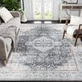 thumbnail image 1 of Garvee 8'x10' Vintage Floral Print Rug Machine Washable Area Rug Persian Distressed Rug with Non-Slip Backing for Dining Room Home Office, Black Gray, 1 of 6