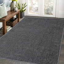 Garvee 8'x10' Washable Area Rug Modern Solid Textured Rug Non-Shedding Stain-Resistant Floor Carpet for Dining Room Home Office, Dark Gray