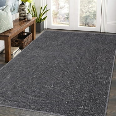 Garvee 8'x10' Washable Area Rug Modern Solid Textured Rug Non-Shedding Stain-Resistant Floor Carpet for Dining Room Home Office, Dark Gray