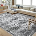 thumbnail image 1 of Garvee 8'x10' Washable Boho Rug Living Room Area Rug Vintage Persian Floral Non-Slip Non-Shedding Rug Oriental Distressed Carpet Rug Home Decor, Gray Black, 1 of 8