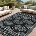 thumbnail image 1 of Garvee 8'x10' Waterproof Outdoor Rug, Modern Reversible Plastic Straw Patio Rug Foldable Lightweight RV Picnic Mat, Geometric Outdoor Carpet for Deck Balcony Porch, Black and White, 1 of 9