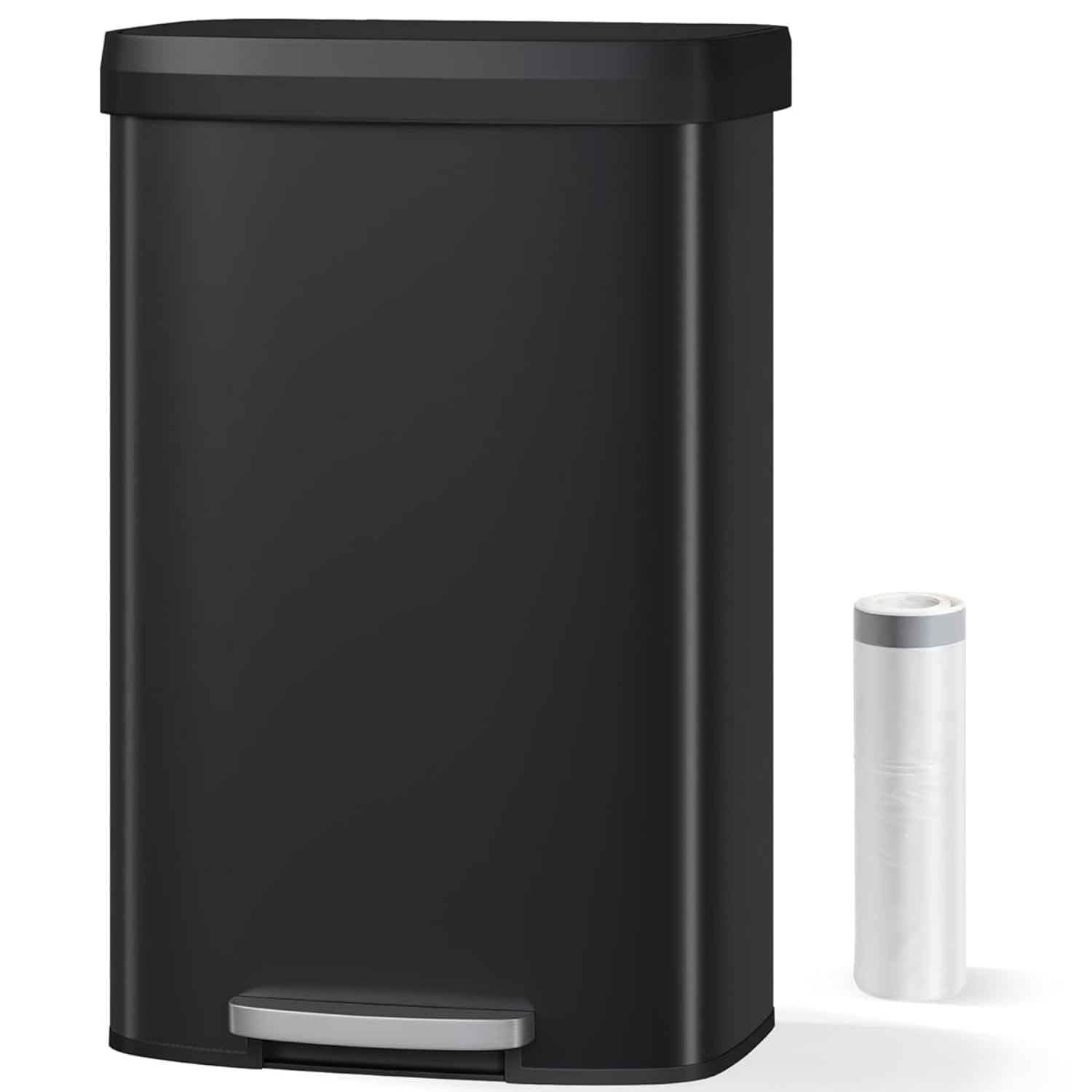 Garvee 21.13 Gallon Large Step-on Trash Can for Kitchen,  with Liner Rim & Soft Close Plastic Lid, Black