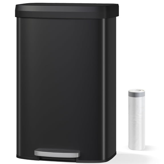 Garvee 21.13 Gallon Large Step-on Trash Can for Kitchen,  with Liner Rim & Soft Close Plastic Lid, Black