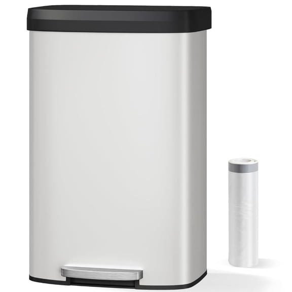 Garvee 80L Large Step-on Trash Can for Kitchen, with Liner Rim & Soft Close Plastic Lid, White