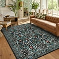 thumbnail image 1 of Garvee 8x10 Floral Area Rug Living Room Rug, Washable Rugs Non Slip Stain Resistant Soft Indoor Printed Rug Carpets, Low Pile Floor Mats for Bedroom Dining Room Home Office, Black, 1 of 8