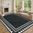 thumbnail image 1 of Garvee 8x10 Geometric Bordered Rug Solid Area Rug with Non Slip Backing, Washable Rug Soft Neutral Floor Mat for Living Room Bedroom Dining Room, Black, 1 of 6