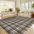 thumbnail image 1 of Garvee 8x10 Geometric Striped Area Rug Living Room Rug, Machine Washable Plaid Rugs With Non-Slip Backing Low Pile Stain Resistant Indoor Carpet for Bedroom Dining Room Home Office, Camel, 1 of 8