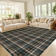 thumbnail image 1 of Garvee 8x10 Geometric Striped Area Rug Living Room Rug, Machine Washable Plaid Rugs With Non-Slip Backing Low Pile Stain Resistant Indoor Carpet for Bedroom Dining Room Home Office, Black Brown, 1 of 8