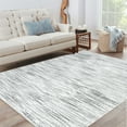 thumbnail image 1 of Garvee 8x10 Modern Abstract Area Rug Striped Print Carpet, Machine Washable Rug with Non-Slip Backing Stain-Resistant Soft Rugs Low-Pile Floor Cover for Living Room Bedroom Home Office, Gray, 1 of 8