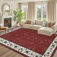 thumbnail image 1 of Garvee 8x10 Modern Bordered Area Rugs Floral Print Rug, Ultra-Soft Low Pile Non Slip Carpet Washable Stain Resistant Rug for Living Room Bedroom Home Office, Red, 1 of 8