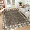 thumbnail image 1 of Garvee 8'x10' Plaid Area Rug, Washable Rugs Non-Slip Soft Boedered Carpet Low Pile Indoor Accent Rug for Living Room Bedroom Home Office, Brown, 1 of 9