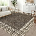 thumbnail image 1 of Garvee 8x10 Modern Plaid Area Rug Bordered Washable Rugs, Non-Slip Soft Floor Carpet Low Pile Indoor Foldable Printed Accent Rug for Living Room Bedroom Office, Brown, 1 of 9