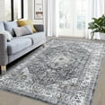 thumbnail image 1 of Garvee 8x10 Persian Boho Rug Medallion Distressed Area Rug Soft Foldable Thin Rug Anti-Slip Non-Shedding Carpet for Dining Room Home Office, Gray, 1 of 8